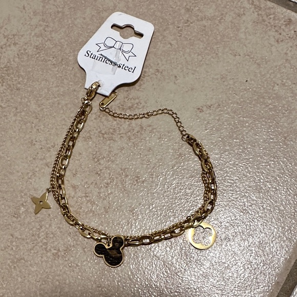 Gold Stainless Steel Charm Bracelet - Picture 1 of 2
